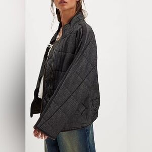 Free People Dolman Quilted Textured Denim Jacket